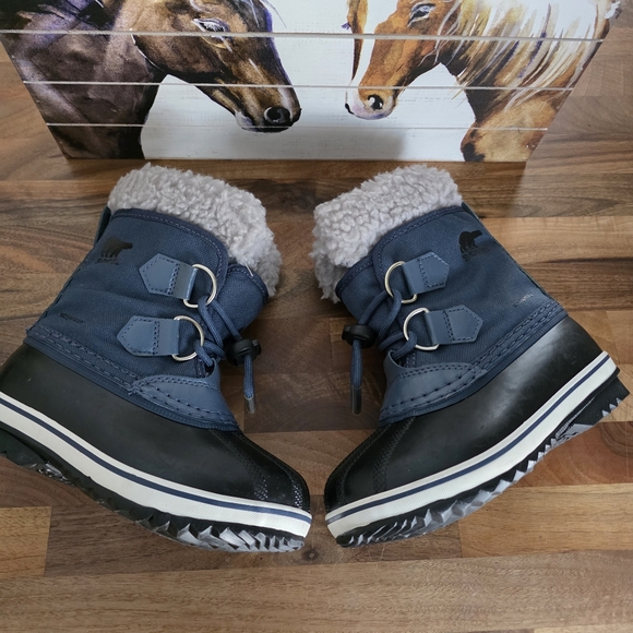 Sorel Boys Girls Little-big Kid Yoot Pac Nylon Snow Boot in Blue Size 10 - Picture 3 of 12